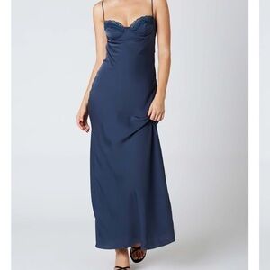 House of Spence Corset Maxi midnight navy satin silky size Small